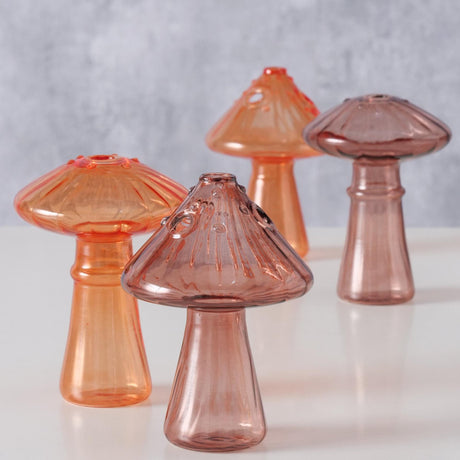 Boltze home jarrón seta vinga cristal dia.8x10,5cm marrón naranja