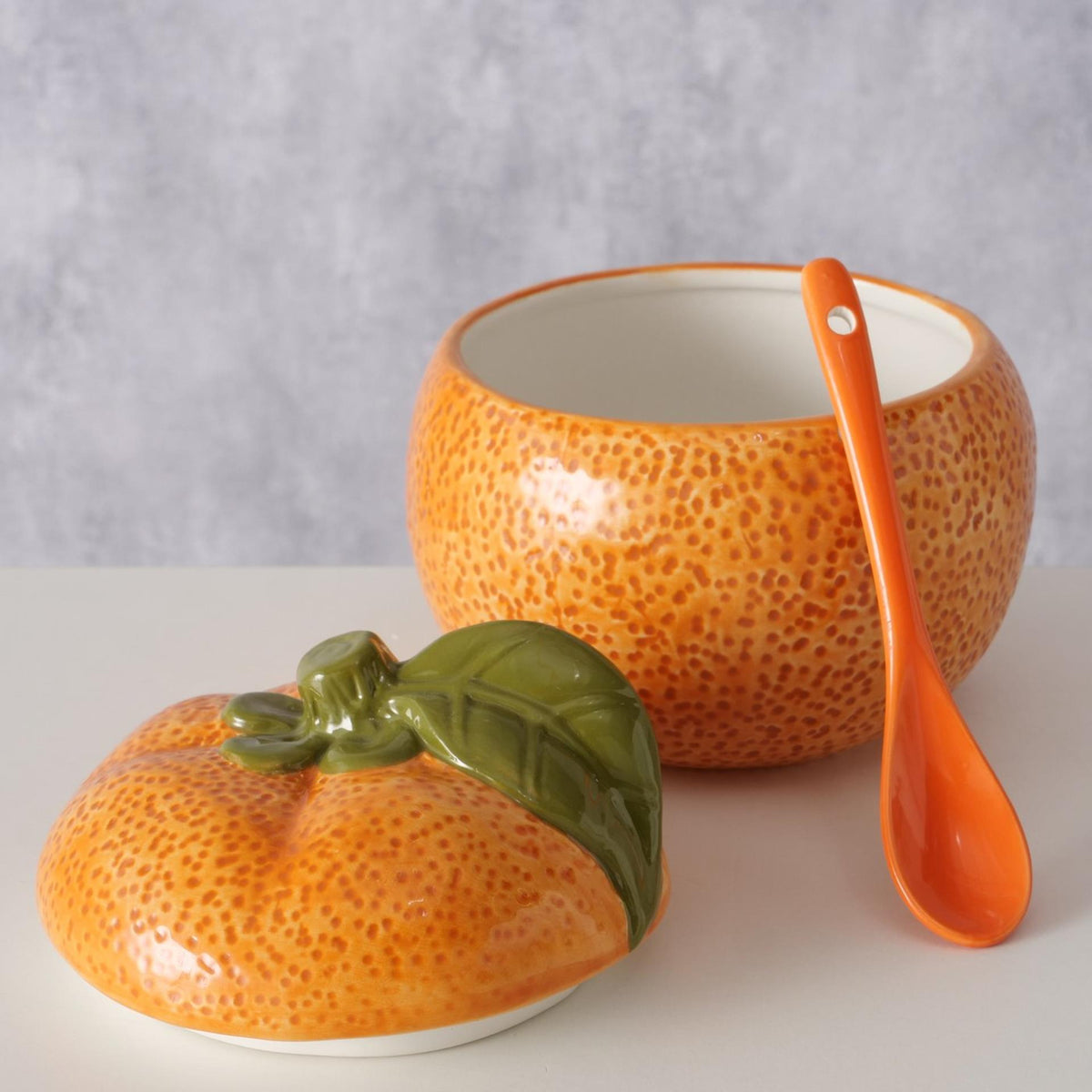 Tarro de mermelada de naranja Boltze home con cuchara dia13x12cm 480ml de dolomita