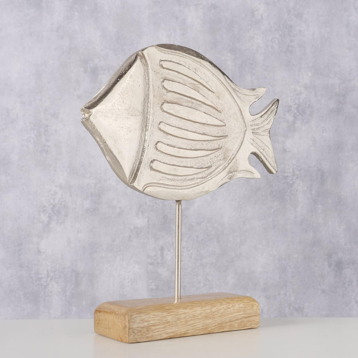 Boltze home figura pez fisky 20x5,5x23,5cm aluminio y madera de mango