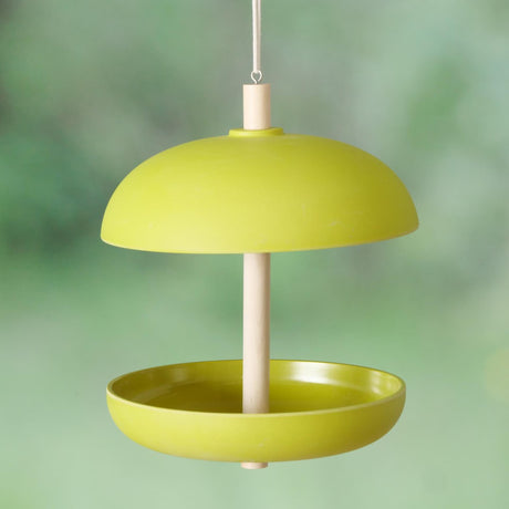 Boltze home comedero para pájaros giardino dia21x29cm 200ml bambú, poliresina y yute verde