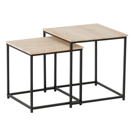 Boltze home mesa auxiliar boras 2 piezas hierro y madera de pino h35 y 40cm