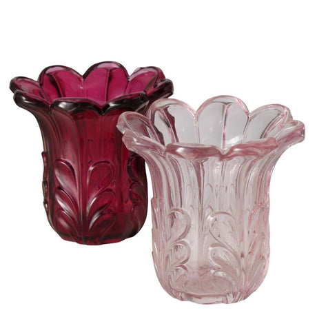 Boltze home jarrón rosena dia11x10,5cm vidrio lacado rosa claro rosa oscuro