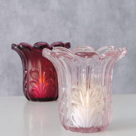 Boltze home jarrón rosena dia11x10,5cm vidrio lacado rosa claro rosa oscuro