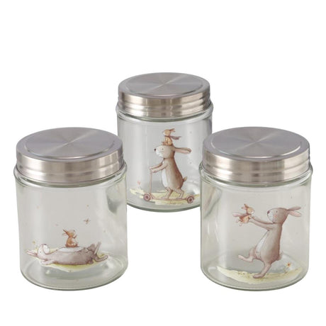Boltze tarro de almacenamiento para el hogar conejito 625 ml dia10x12cm vidrio conejo
