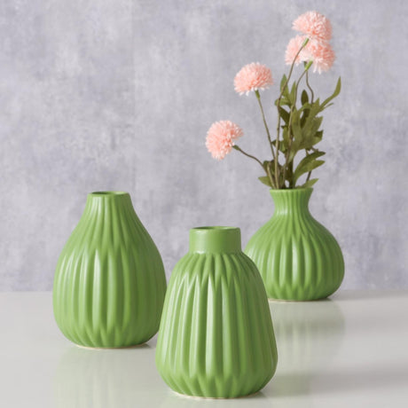 Boltze home jarrón esko dia10x11cm cerámica verde en 3 versiones