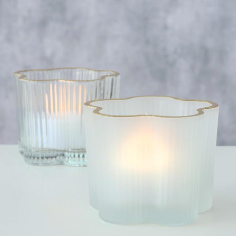 Boltze home portavelas fiona vidrio ã˜7,8x6cm blanco claro