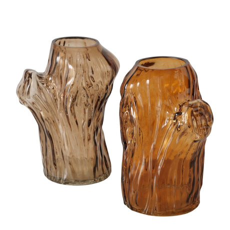 Boltze home jarrón arbro vidrio marrón 11x9x14,7cm 2 surtidos