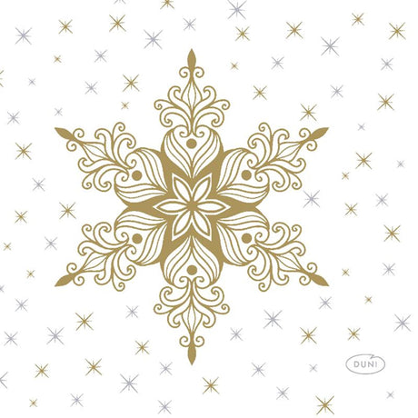 Duni servilletas estrellas de nieve blanco 24x24cm