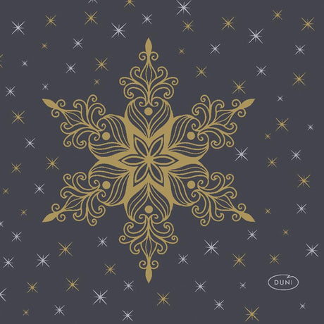 Duni servilletas snowstars negro 24x24cm