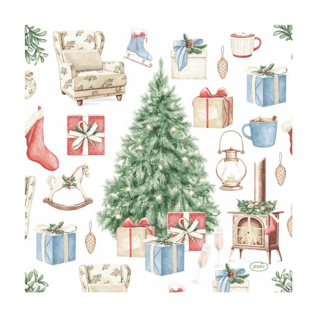 Duni servilletas árbol y regalo 33x33cm