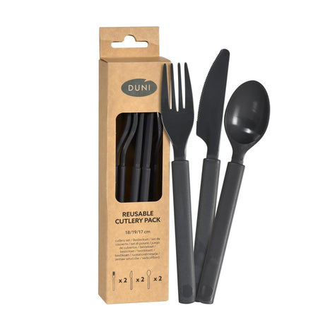 Juego de cubiertos de plástico Duni de 6 piezas de granito reutilizables (2x cuchillo, 2x tenedor, 2x cuchara)