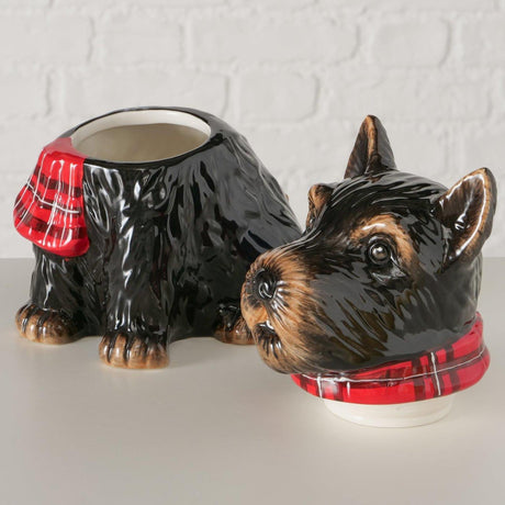 Boltze home voorraadpot hond benji h24,2cm keramiek zwart