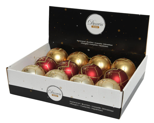 Decoris bolas de Navidad mezclan 12 piezas rojo dorado perla