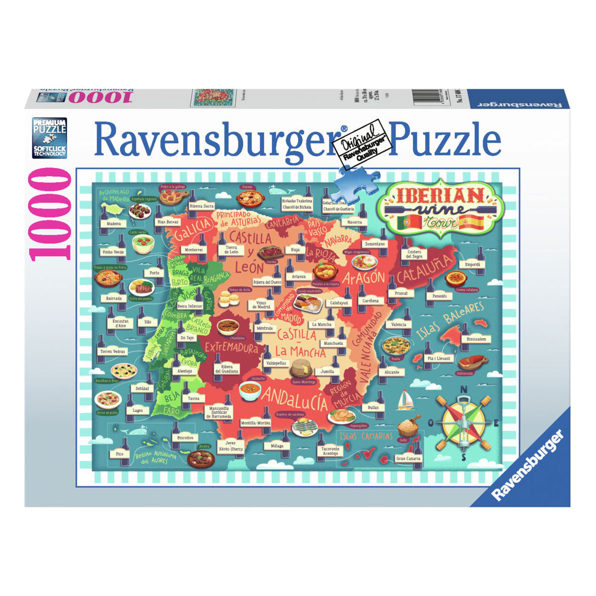 Ravensburger rompecabezas mapa de vinos de Iberia, 1000 uds.
