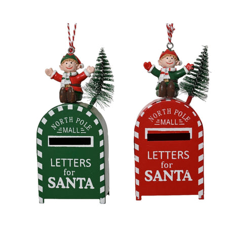 Decoris Navidad colgador buzón hierro 4x2,5x10cm 2 surtidos