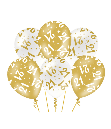 Paperdreams fancy party ballonnen - 21 - pak a 6 stuks latex geschikt voor helium