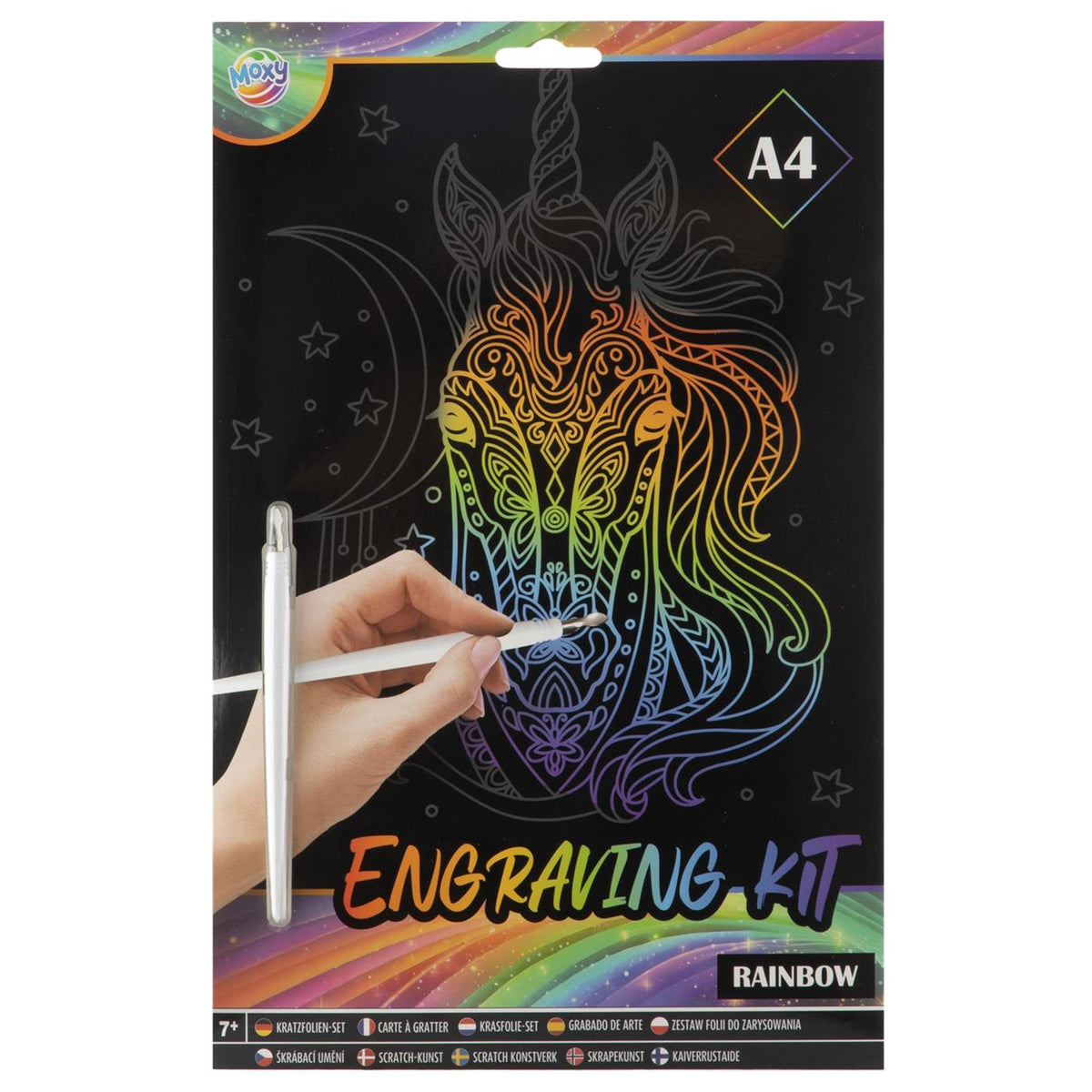 Moxy scratch art set a4 arco iris plata oro