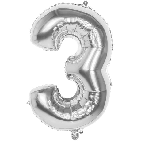 Globo número Boland número '3' lámina plateada 86 cm apto para helio