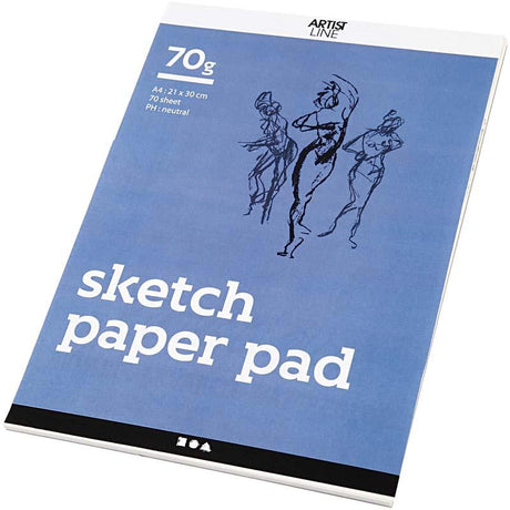 Bloc de dibujo creativo empresa blanco a4 70gr, 70 hojas