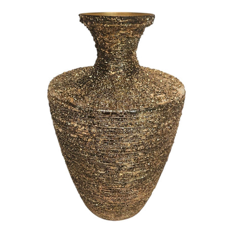 Jarrón con atmósfera de mansión a todo volumen metal dorado 11x23x37cm