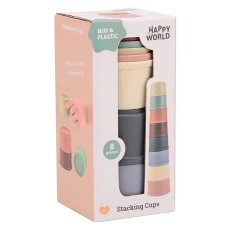 Bioplástico Cilgro: mundo feliz 8 vasos apilables.