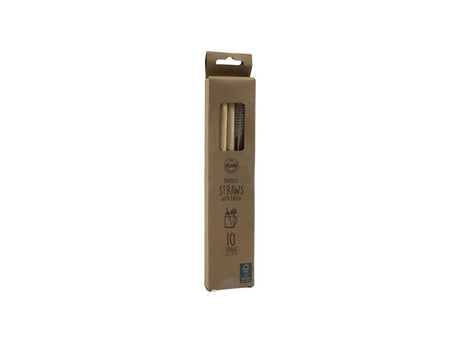 Utensilios de cocina pajitas de bambú 20cm 10 piezas en caja con cepillo