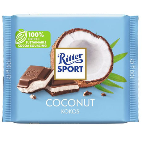 Chocolate con leche Ritter sport con relleno de coco (12x 100 gr)