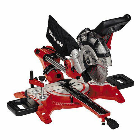 Tronzadora radial eléctrica Einhell tc-sm 2131 2 dual - 1800w - ø210 mm - cabezal de sierra inclinable hacia la izquierda y hacia la derecha - con láser - incl. hoja de sierra de 48 dientes