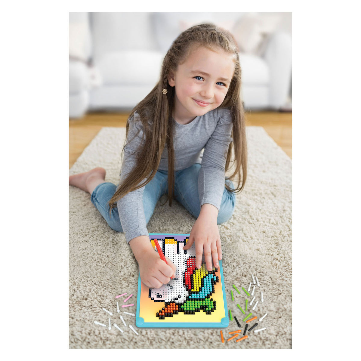 Quercetti pixel art mosaico unicornio 880pzs juguete educativo.