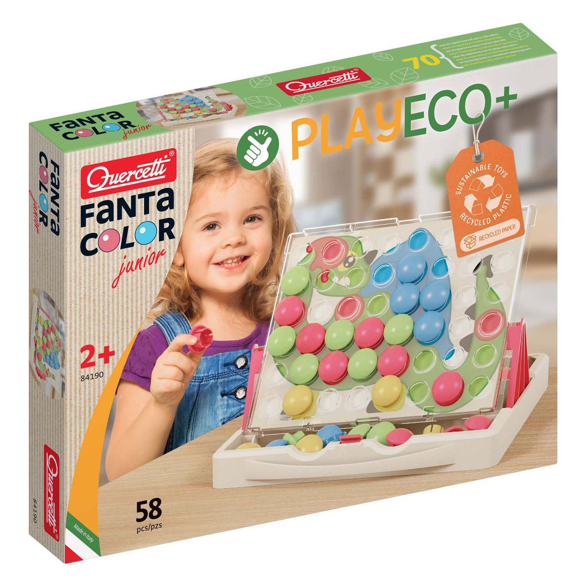 Quercetti play eco+ fantacolor insert mosaico junior (58 piezas)