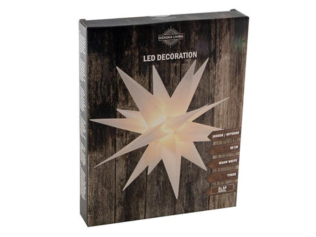 Svenska living star 3D de plástico 35cm blanco con 4xLED blanco cálido y temporizador funciona con 3 pilas AA (excl)