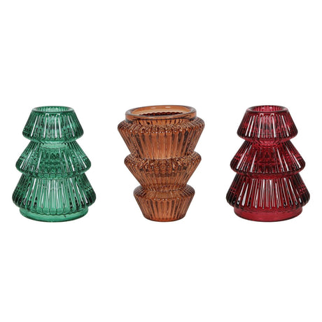 Svenska living candelabro árbol de Navidad 2 vías vidrio ø6,5x8cm 3 surtido verde marrón rojo oscuro