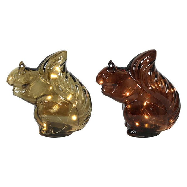 Svenska estatua viva cristal ardilla 16cm led marrón