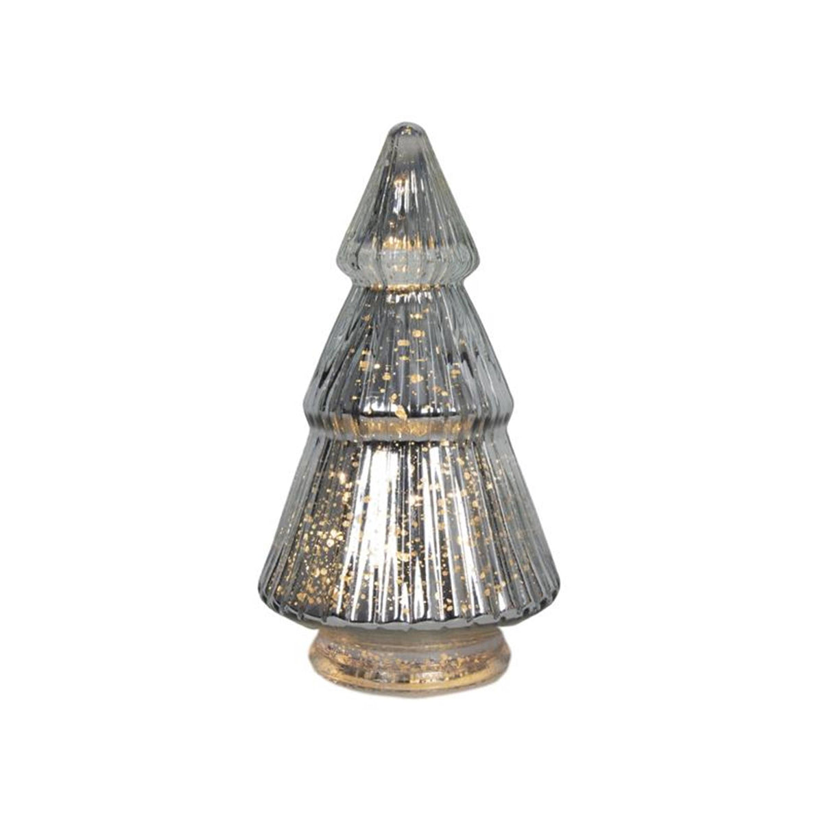 Svenska estatua viviente árbol de Navidad cristal LED plata 19cm