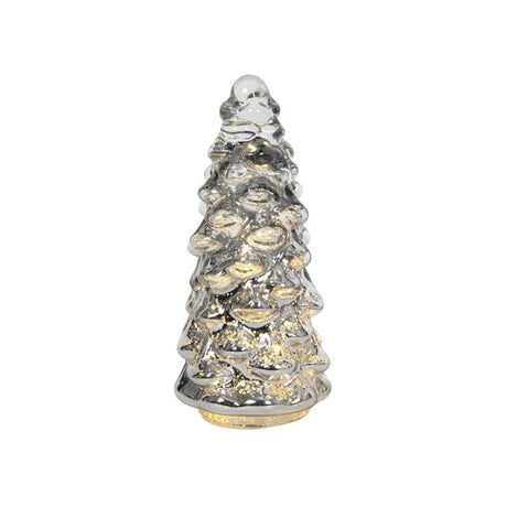 Svenska living Árbol de Navidad relieve de cristal craquelado LED plateado d10xh20cm, 2xaaa (exclusivo)