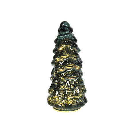 Svenska living Árbol de Navidad relieve de cristal craquelado led verde d10xh20cm, 2xaaa (exclusivo)