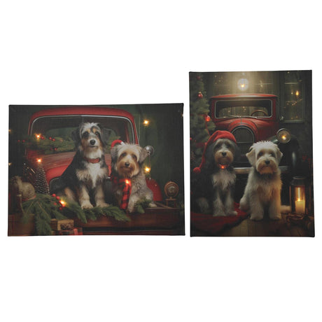 Svenska living led navidad lona perros 2xaa 30x40cm 2 surtidos