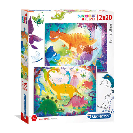 Clementoni puzzle divertidos dinosaurios, 2x20uds.
