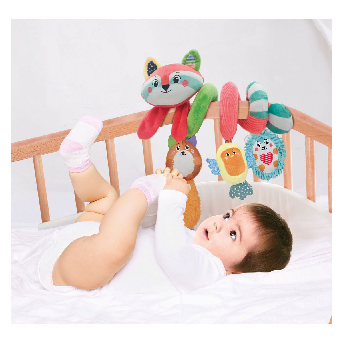Clementoni Baby Fabric Pram Spiral Raccoon