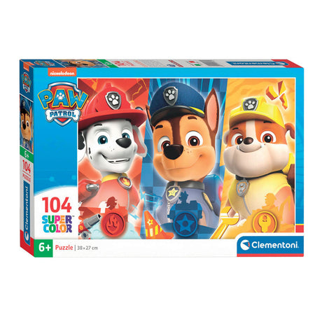 Clementoni Jigsaw Puzzle Super Color Paw Patrol de cerca, 104.