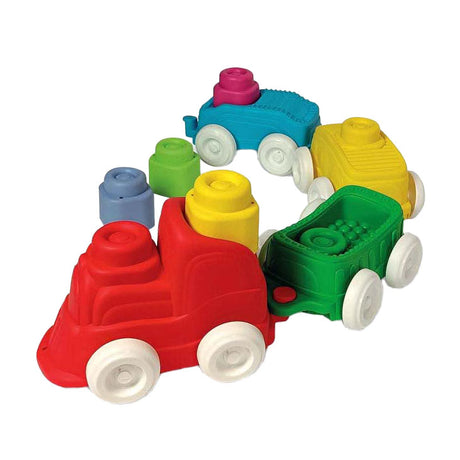 Clementoni baby - tren sensorial clemmy con bloques blandos, 12 piezas.
