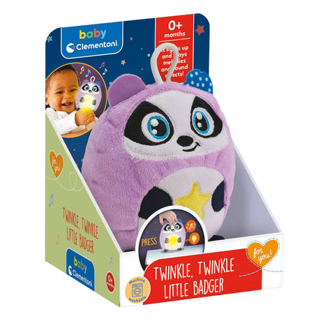 Clementoni baby twinkle twinkle pequeño panda peluche lámpara de noche violeta