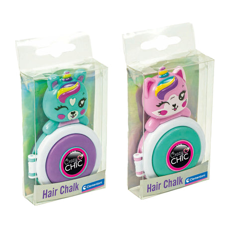 Clementoni - crazy chic - tiza para el cabello - unicornio - verde violeta - a partir de 6 años
