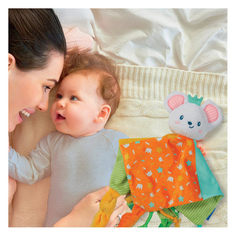 Clementoni paño de abrazo ratón abrazos suaves - paño de abrazo con lazos - regalo de maternidad lavable para niño o niña - edredón para bebé a partir de 0 meses