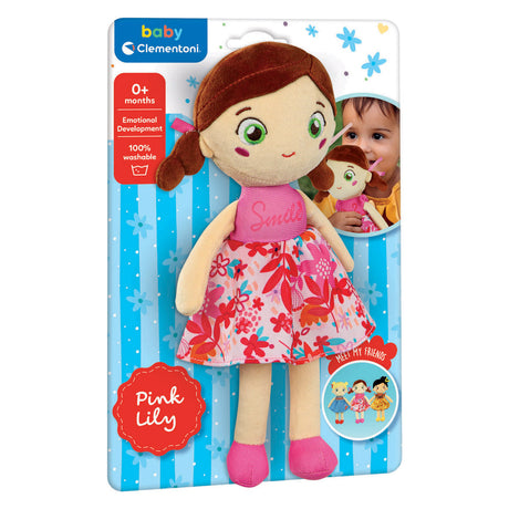 Clementoni muñeco de peluche suave lirio rosa - peluche y muñeca para bebé y niño pequeño - regalo de maternidad suave - juguetes de muñeca lavables para los más pequeños