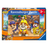 Rompecabezas Ravensburger Paw Patrol Rubble Crew - 2x12 piezas de cartón.