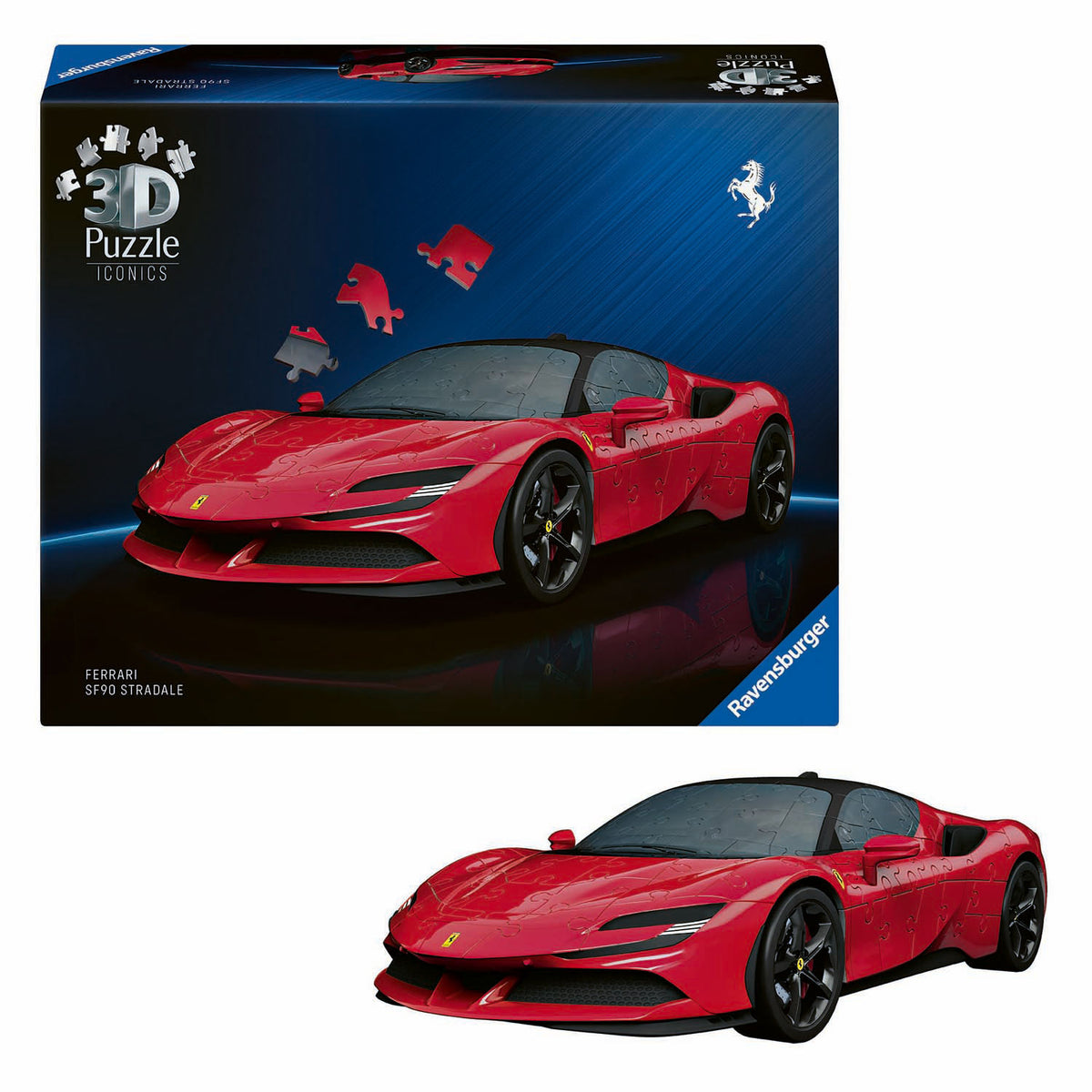 Ravensburger - icónicos: Ferrari SF90 Stradale - rompecabezas 3D - 108 piezas - juego de construcción para niños a partir de 8 años