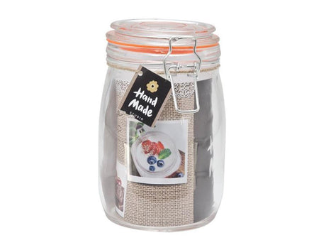 Tarro de conserva utensilios de cocina 1000ml 10,5x17cm con aro de silicona naranja