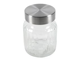 Voorraadpot lines 300ml glas rvs ø8x10,5cm