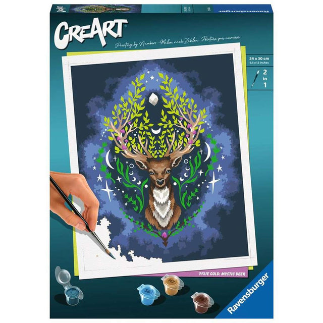 Ravensburger pixie cold: ciervo místico - pintar por números para adultos
